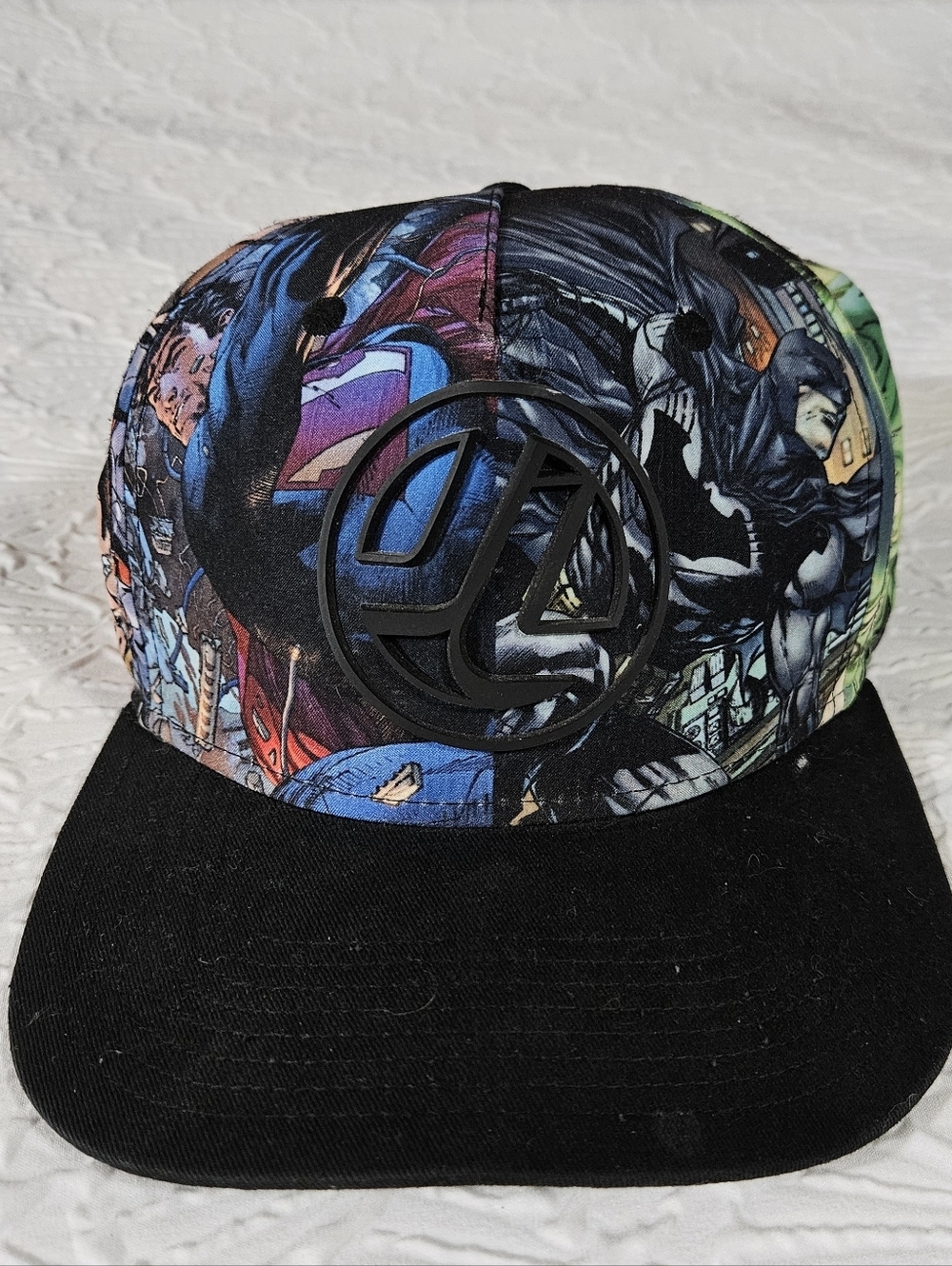 DC Comic Book Snapback Hat with Black Brim